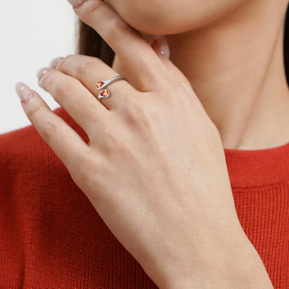 925 Sterling Silver Birthstone Adjustable Ring Toi et Moi Promise Ring for Her sold by FaithHeart product image thumbnail 5
