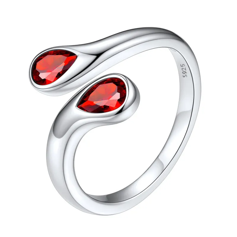 925 Sterling Silver Birthstone Adjustable Ring Toi et Moi Promise Ring for Her sold by FaithHeart