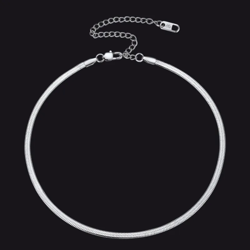 Flat Chain Link Choker Necklace For Men Women, 3mm/5mm Width sold by FaithHeart