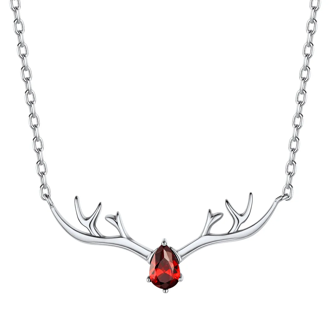 925 Sterling Silver Birthstone Deer Antler Necklace for Women sold by FaithHeart