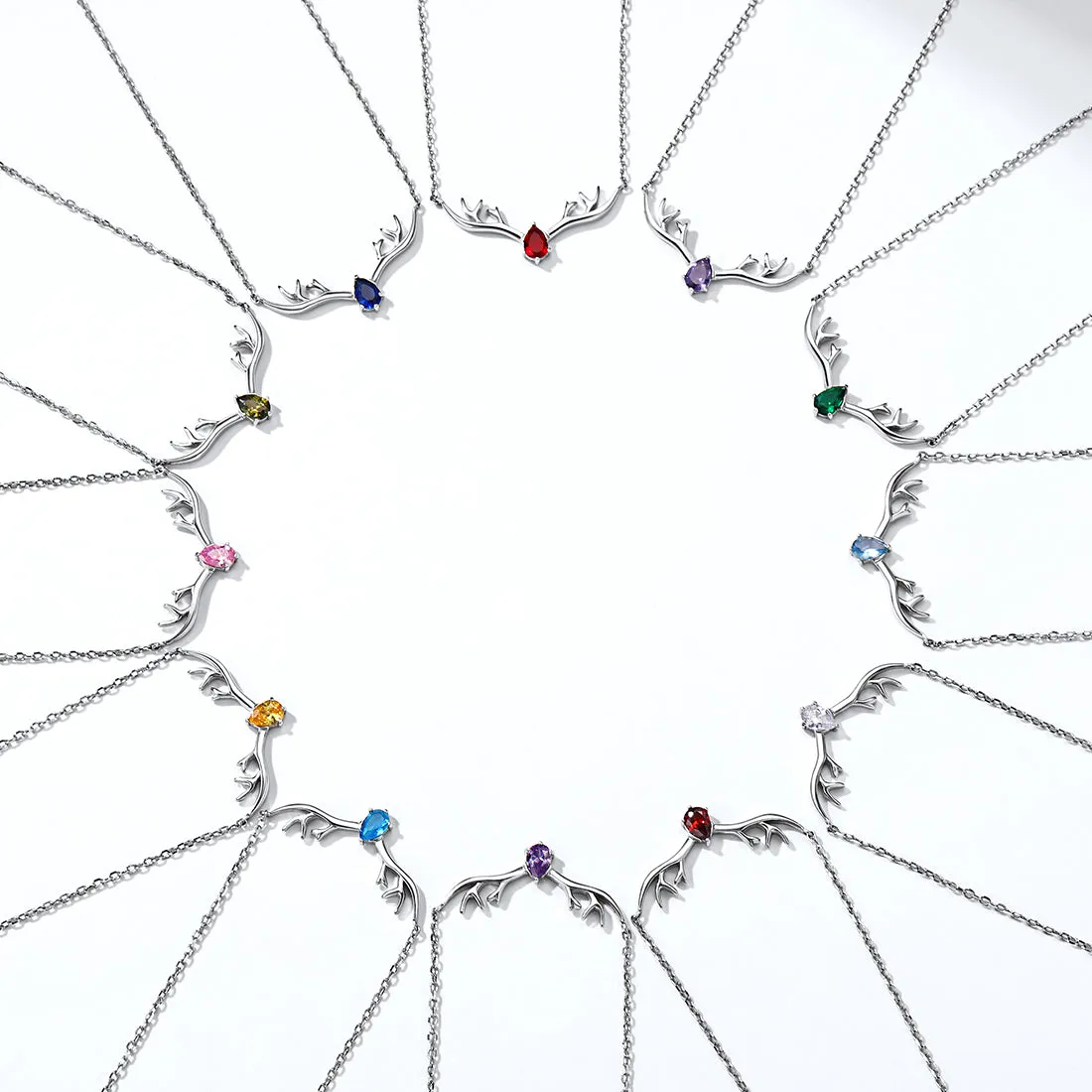 925 Sterling Silver Birthstone Deer Antler Necklace for Women sold by FaithHeart product image thumbnail 3