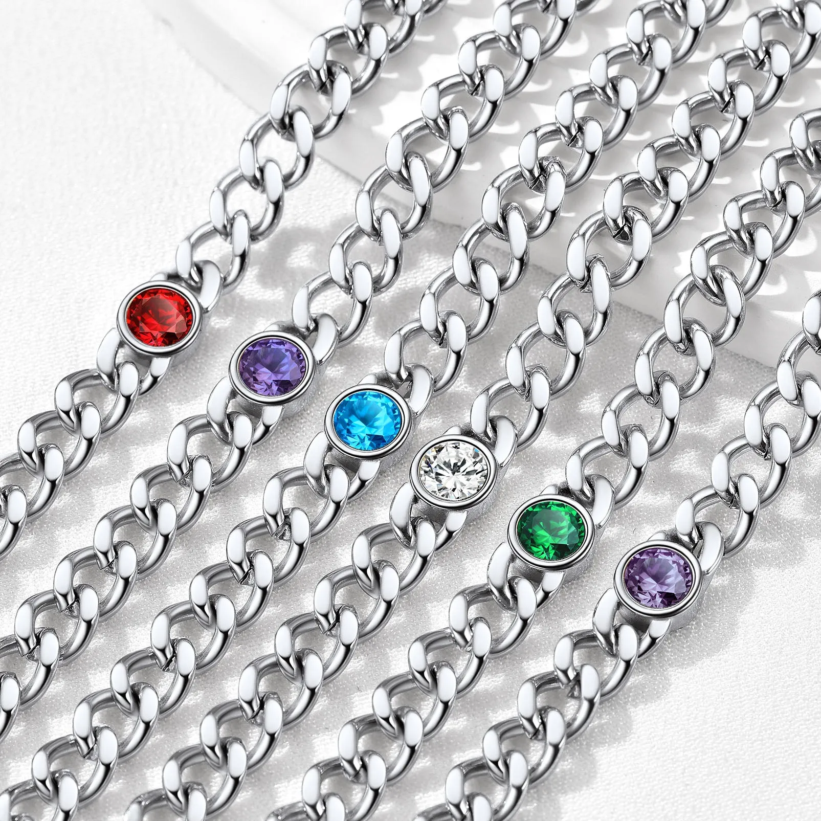 Personalized Birthstone Cuban Link Anklet for Women sold by FaithHeart product image thumbnail 5