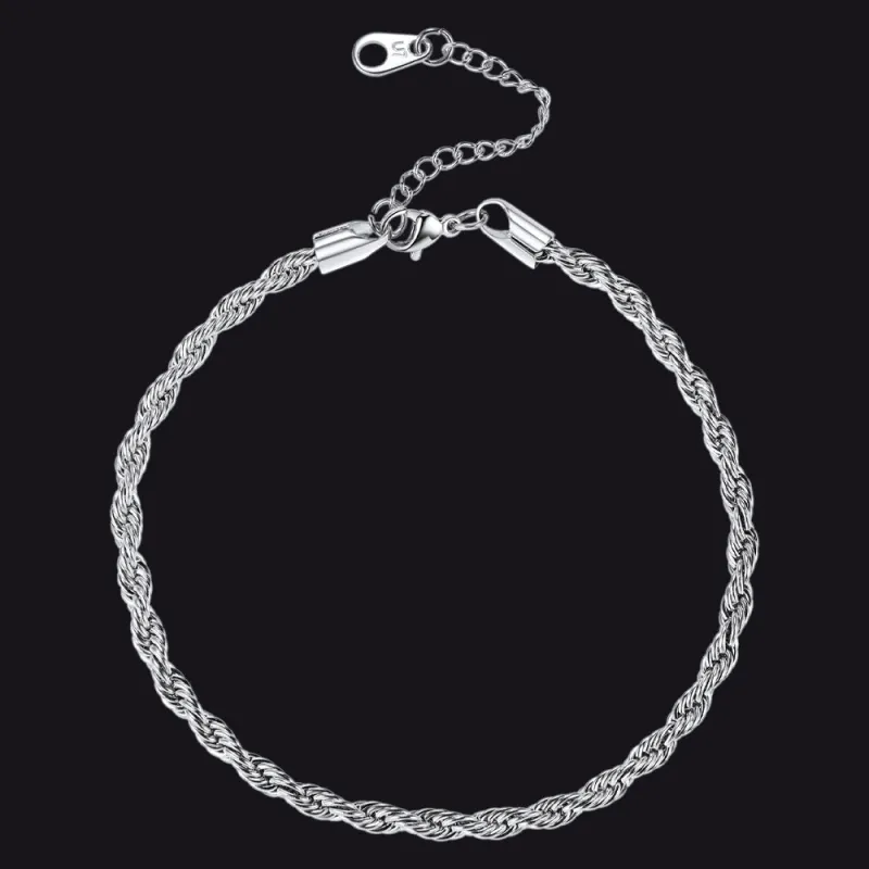 Stainless Steel Twisted Rope Chain Anklet Bracelet for Women sold by FaithHeart
