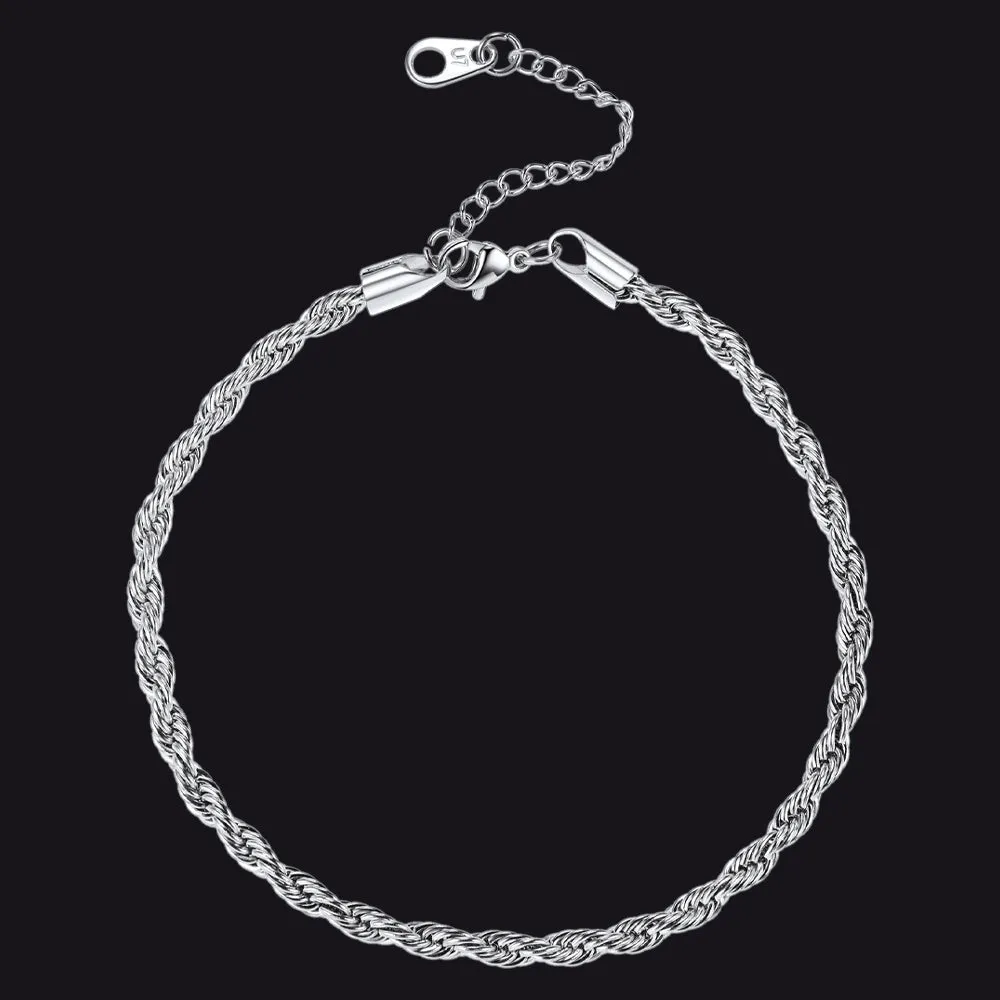 Stainless Steel Twisted Rope Chain Anklet Bracelet for Women sold by FaithHeart