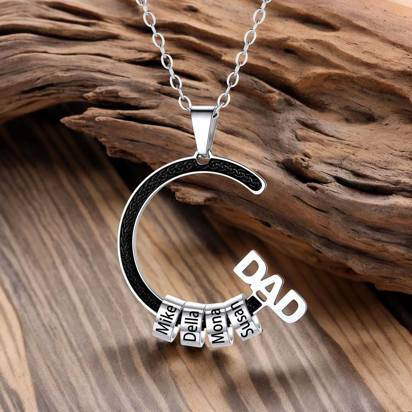 Personalized 1-5 Names Beads Necklace for Dad Men sold by FaithHeart product image thumbnail 5