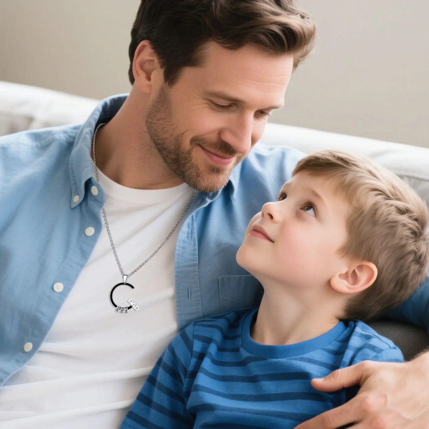 Personalized 1-5 Names Beads Necklace for Dad Men sold by FaithHeart product image thumbnail 3