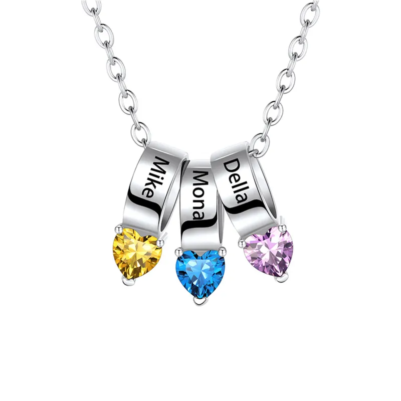 Customized Names Heart Birthstone Necklace for Women Mother sold by FaithHeart