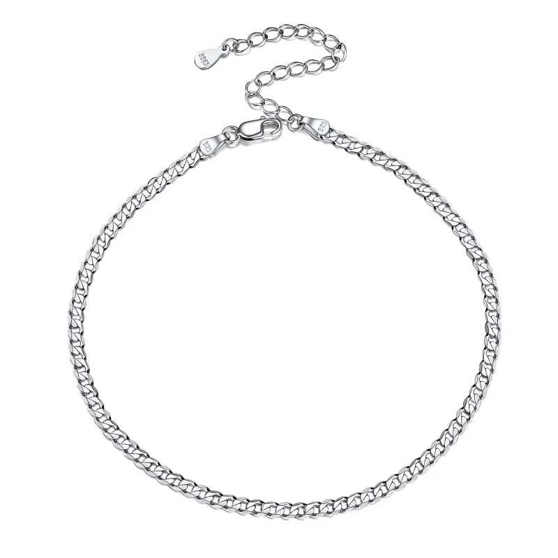 925 Sterling Silver Cuaban Chain Anklet Summer Beach Barefoot Jewelry for Women sold by FaithHeart