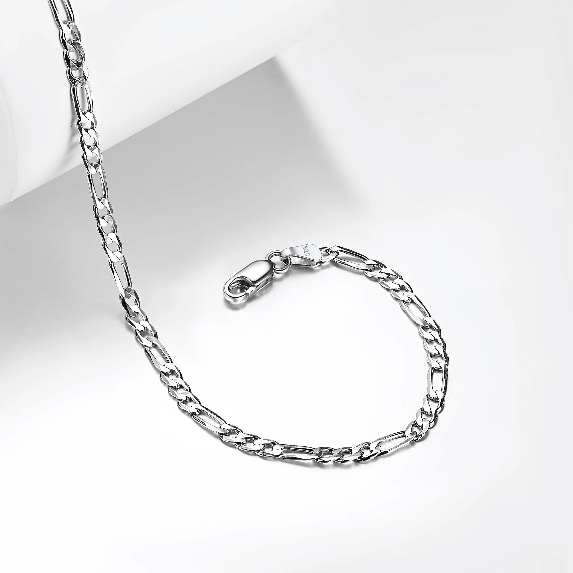 Sterling Silver Figaro Chain Link Anklet Bracelet for Women Girls sold by FaithHeart product image thumbnail 4
