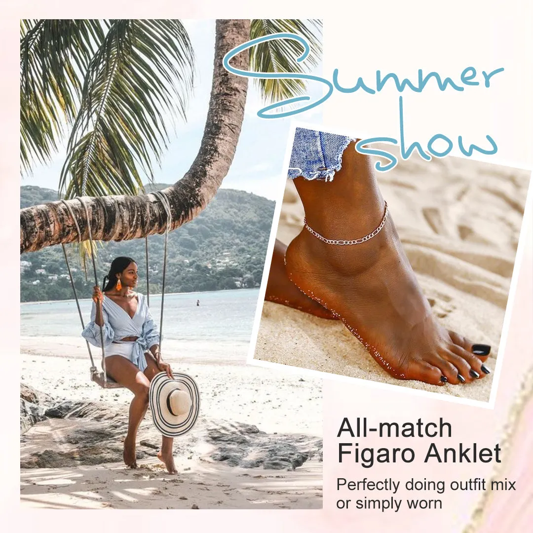 Sterling Silver Figaro Chain Link Anklet Bracelet for Women Girls sold by FaithHeart product image thumbnail 3