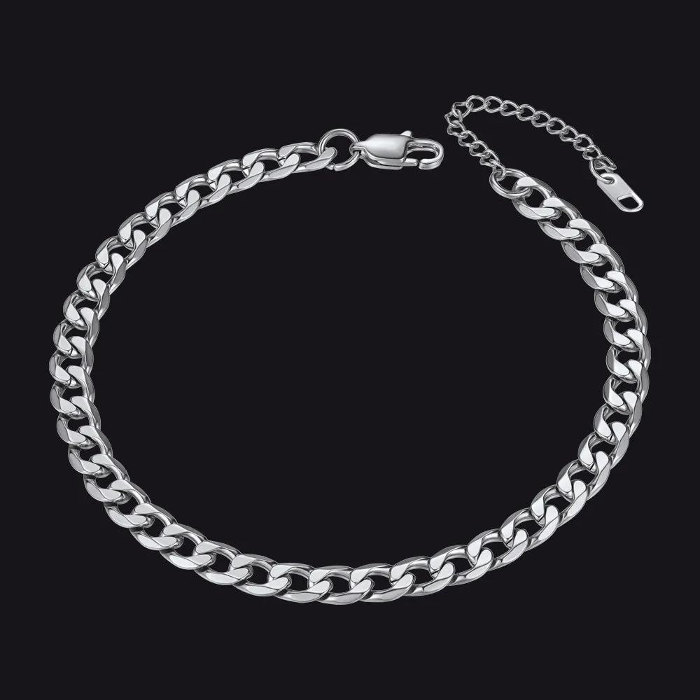 Stainless Steel Cuban Chain Link Anklet Bracelet for Women Girls sold by FaithHeart