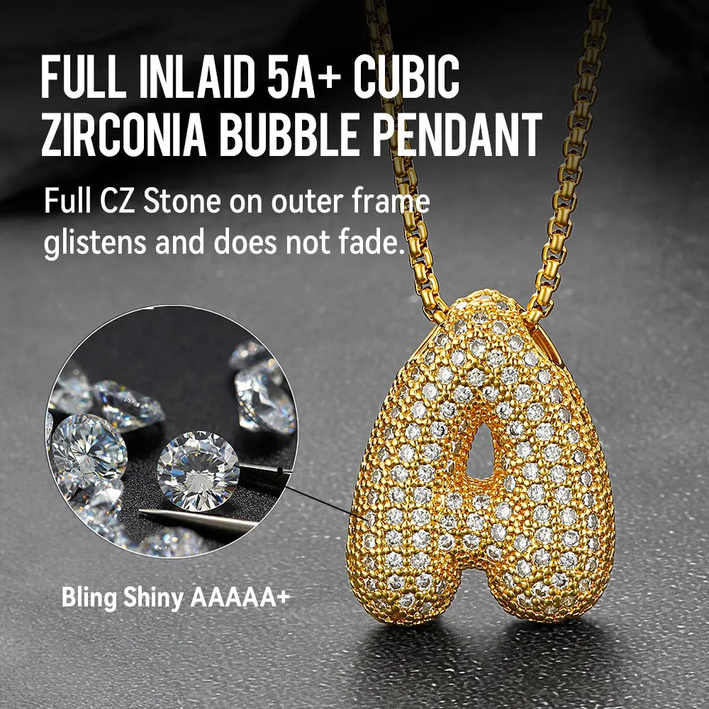 Gold Diamond Bubble Letter Initial Chain Necklace for Men Women sold by FaithHeart product image thumbnail 5