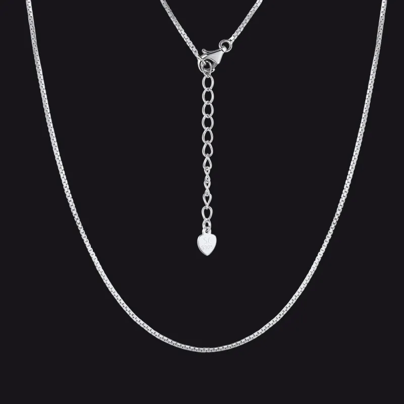 Sterling Silver Slim Box Chain Necklace for Women 1MM Width sold by FaithHeart