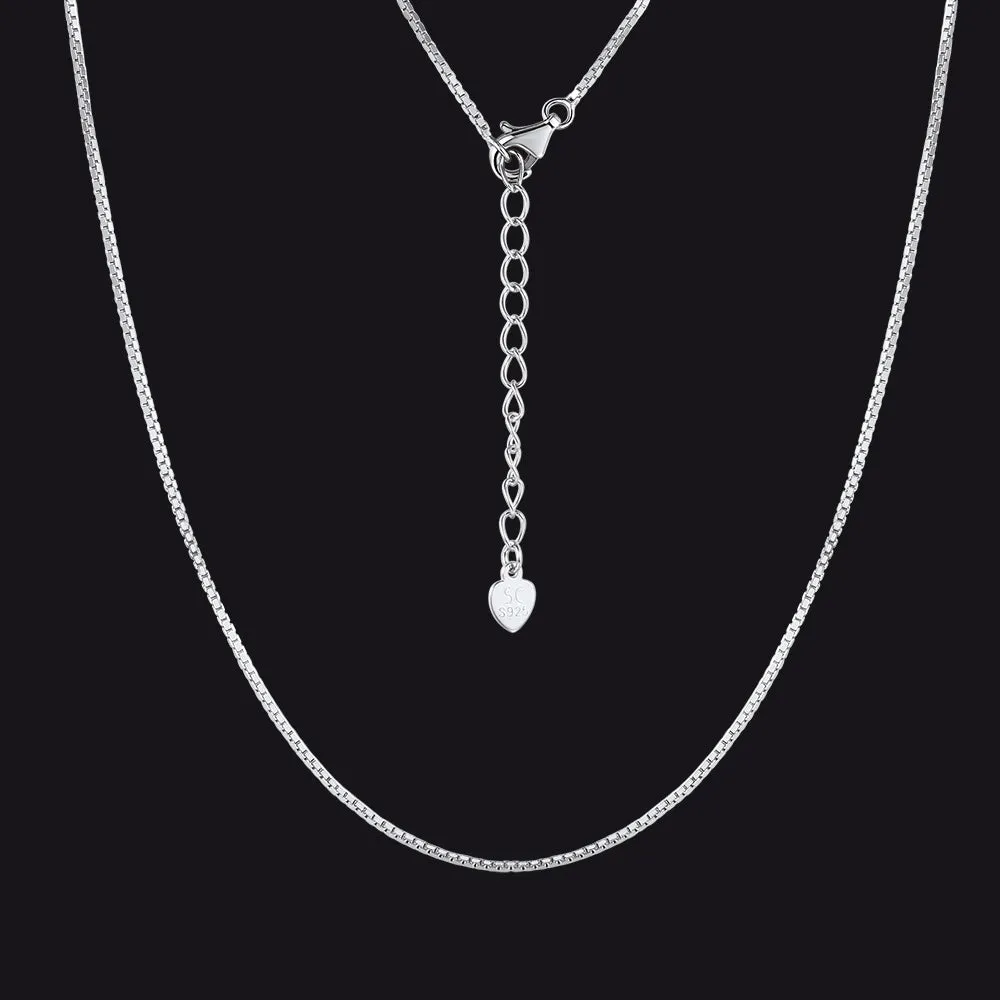 Sterling Silver Slim Box Chain Necklace for Women 1MM Width sold by FaithHeart