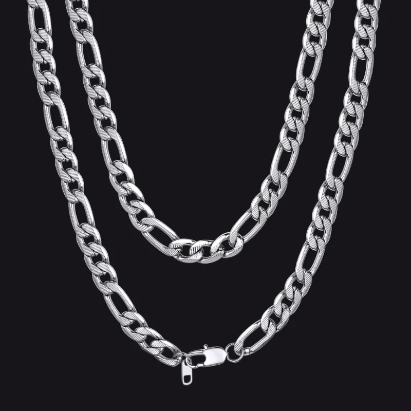 Men's Figaro Curb Chain Link Necklace, 6/7.5/10 mm Width sold by FaithHeart