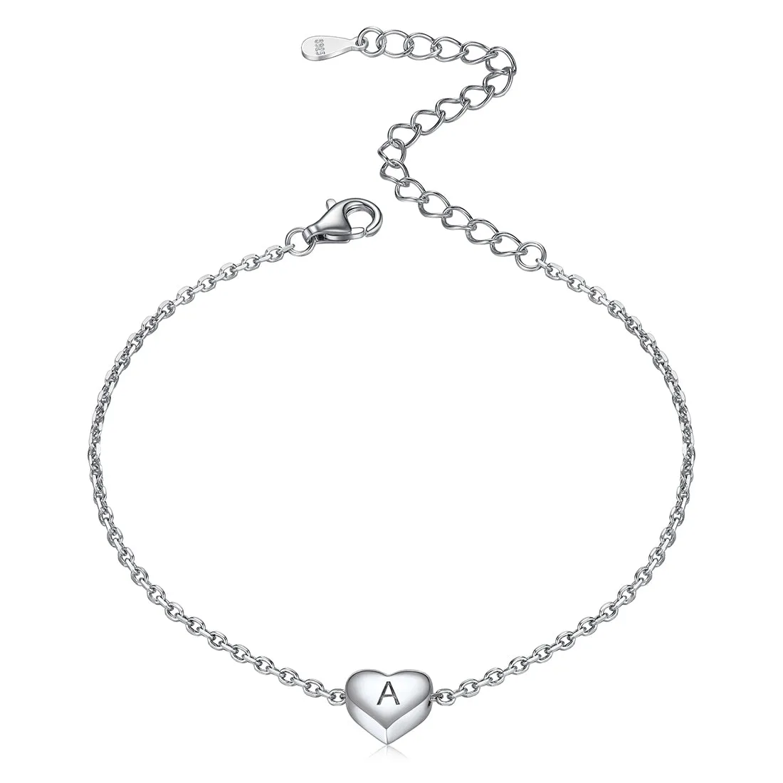 Sterling Silver Dainty Beach Heart Initial Anklet for Women sold by FaithHeart