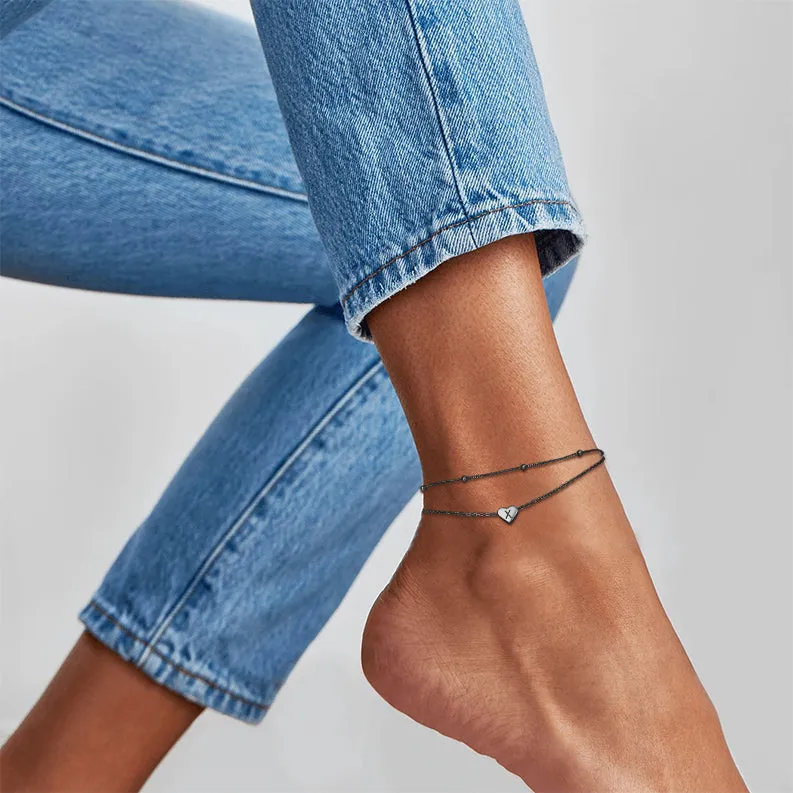 Women's A-Z Initial Sterling Silver Heart Ankle for Beach Summer sold by FaithHeart product image thumbnail 2