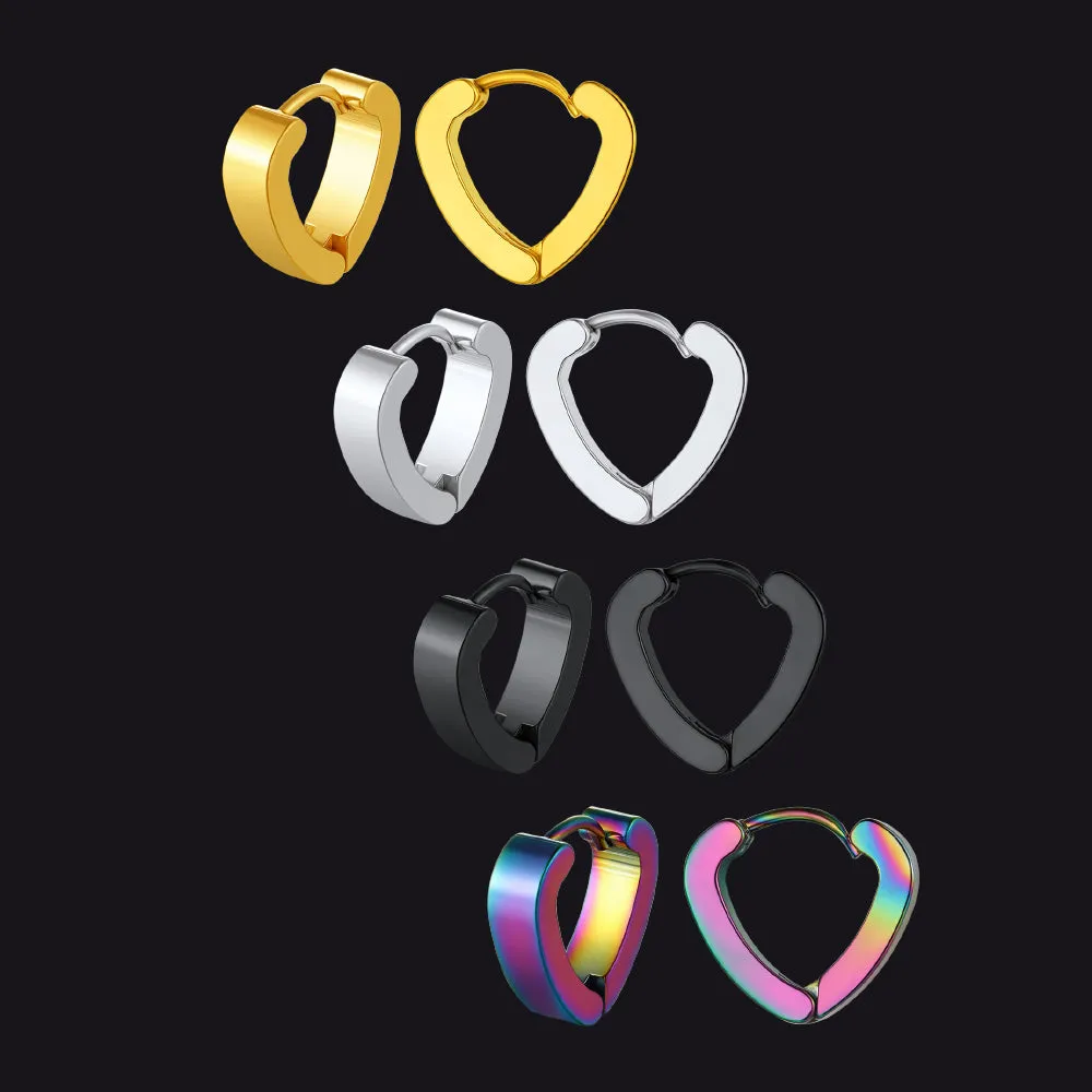 Flash Sale Small Heart Piercing Huggie Hoop Earrings Set for Men 4 Pairs sold by FaithHeart