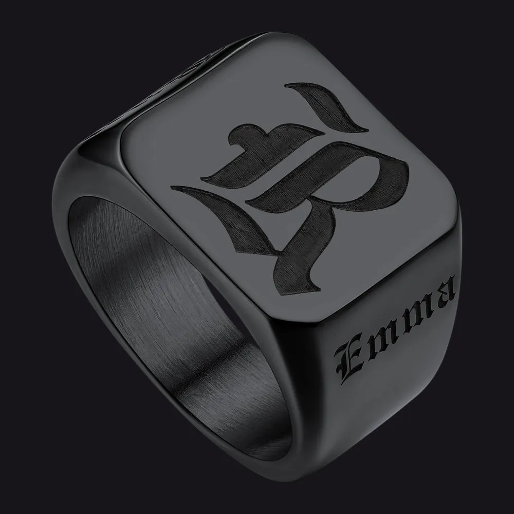 Customized Initial Name Signet Ring Gifts for Boys Father Men sold by FaithHeart
