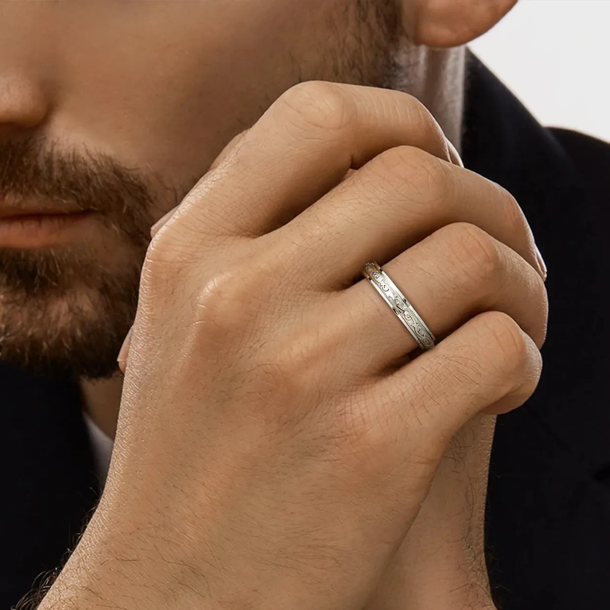 Sterling Silver Celtic Fidget Anxiety Band Ring for Women Couple sold by FaithHeart product image thumbnail 3