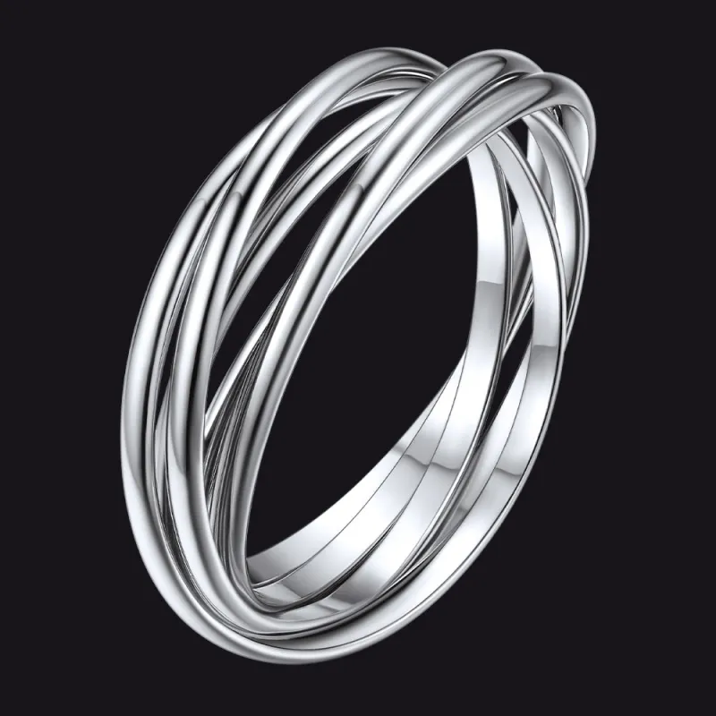 925 Sterling Silver Multi Interlocked Rolling Stackable Ring sold by FaithHeart