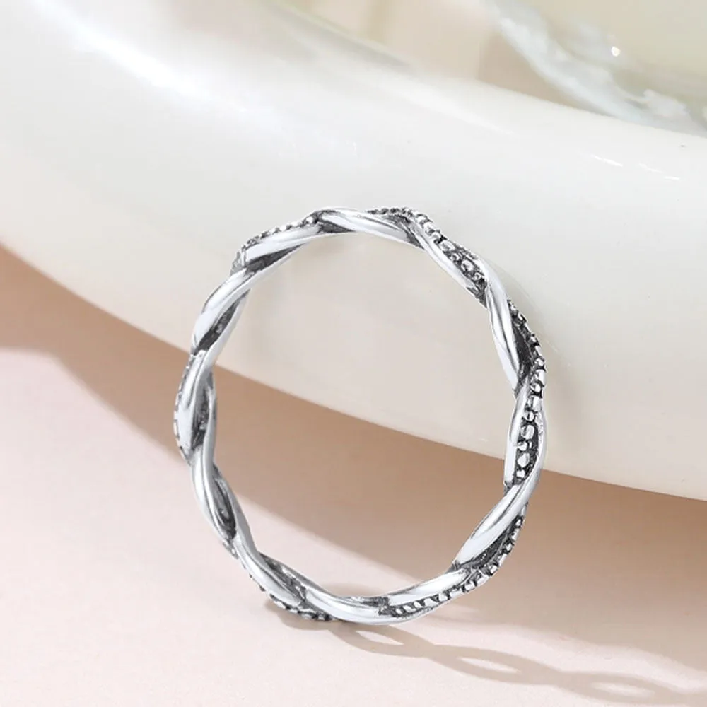 925 Sterling Silver 2.8mm Wide Antique Silver Stack Twist Ring for Women sold by FaithHeart product image thumbnail 3
