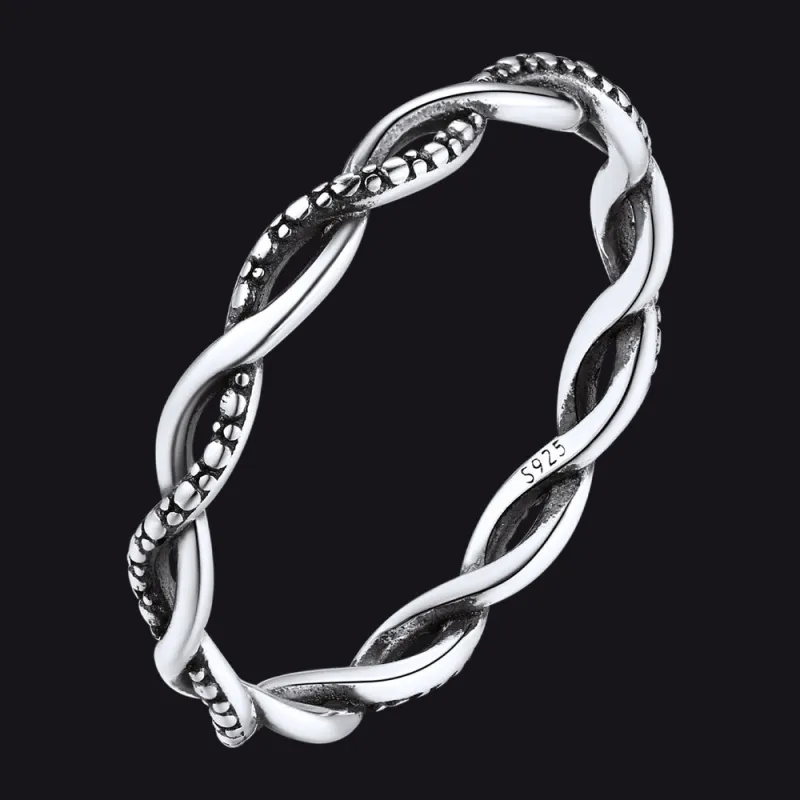 925 Sterling Silver 2.8mm Wide Antique Silver Stack Twist Ring for Women sold by FaithHeart