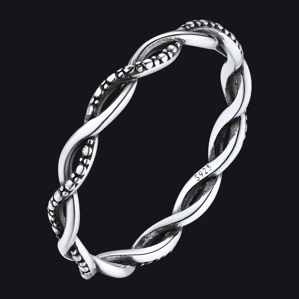 925 Sterling Silver 2.8mm Wide Antique Silver Stack Twist Ring for Women sold by FaithHeart