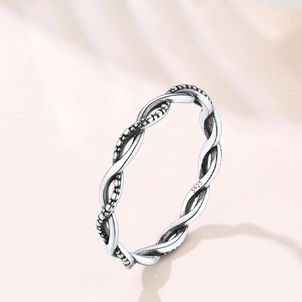 925 Sterling Silver 2.8mm Wide Antique Silver Stack Twist Ring for Women sold by FaithHeart product image thumbnail 4
