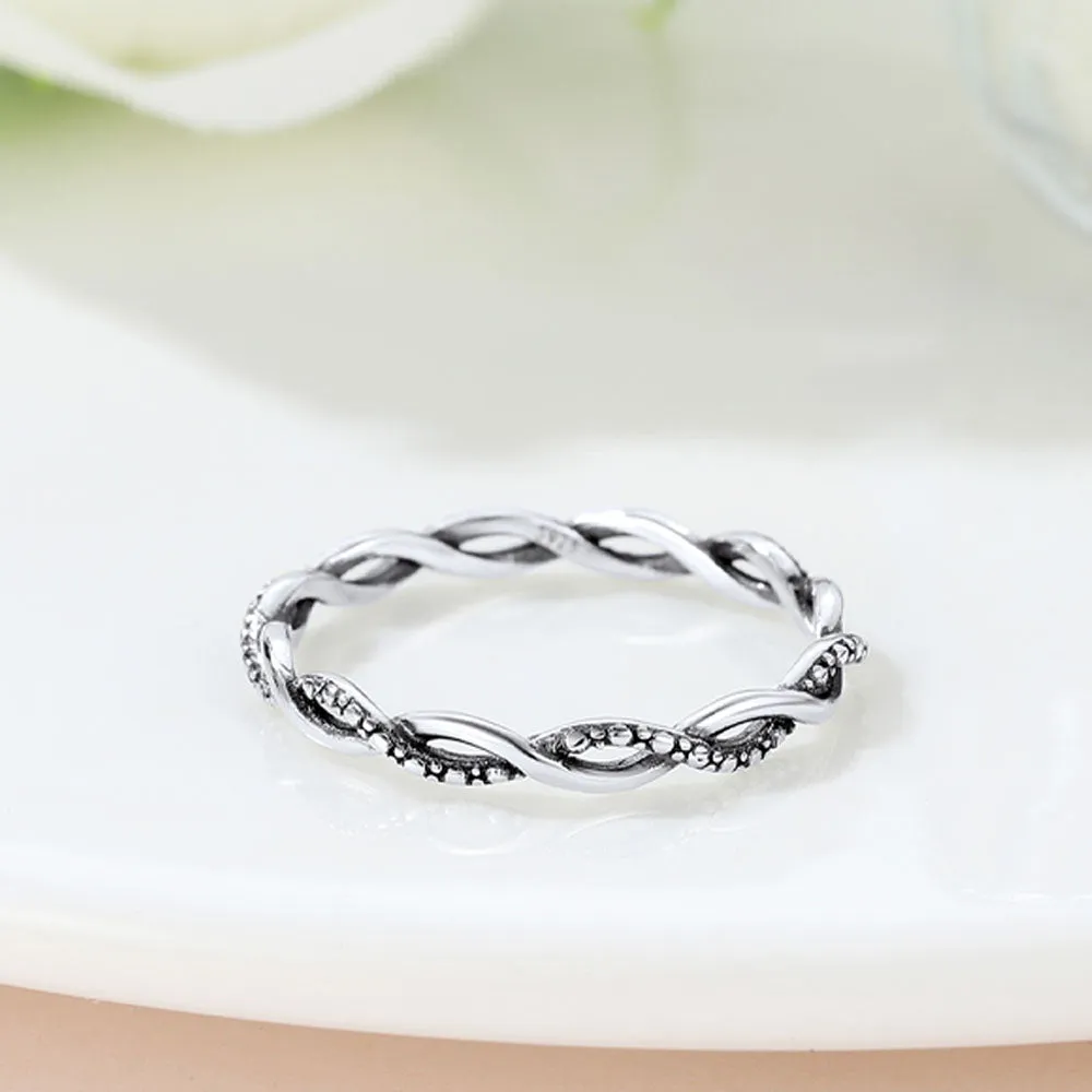 925 Sterling Silver 2.8mm Wide Antique Silver Stack Twist Ring for Women sold by FaithHeart product image thumbnail 5