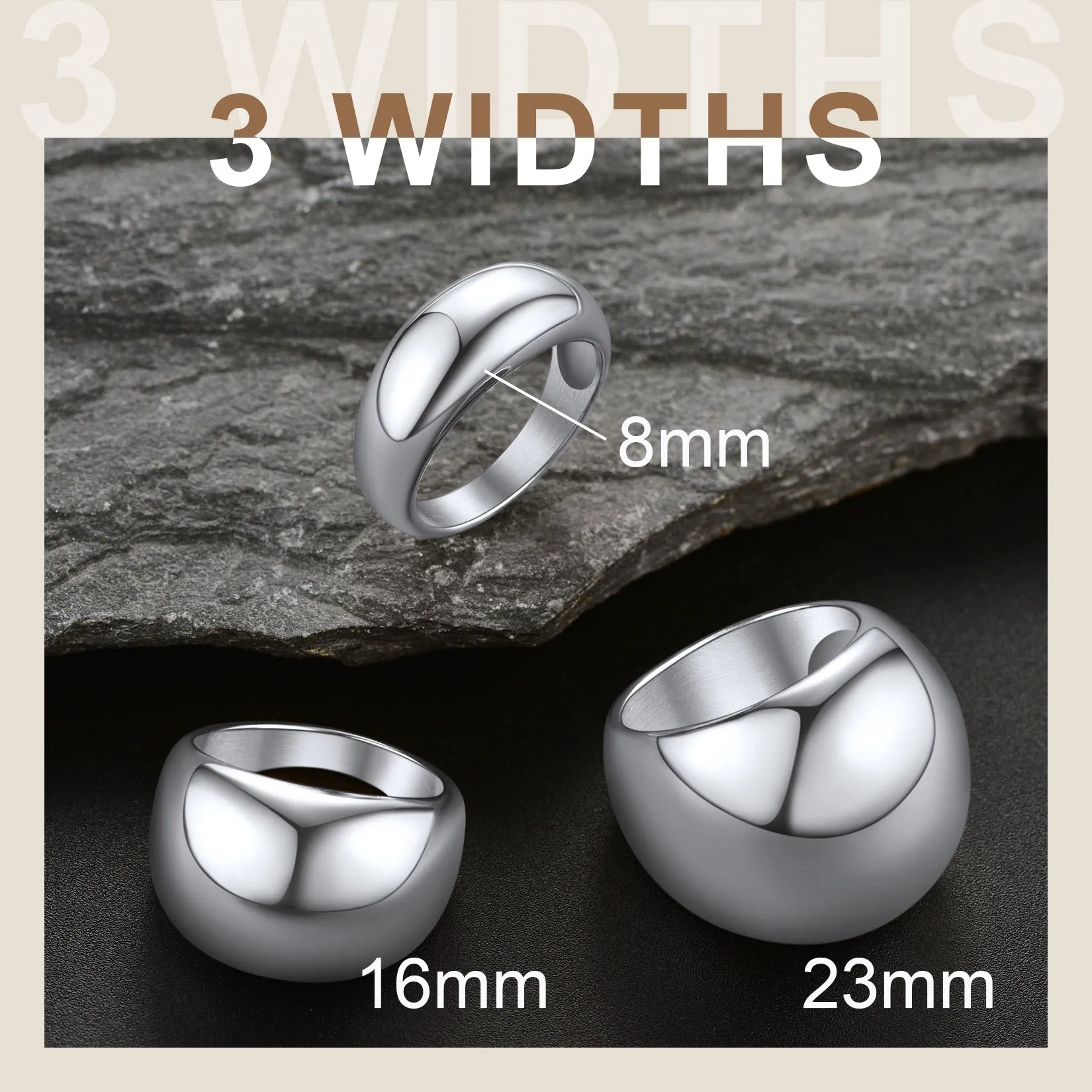 Chunky Dome Statement Ring for Men Women, 8/16/23mm Width sold by FaithHeart product image thumbnail 4