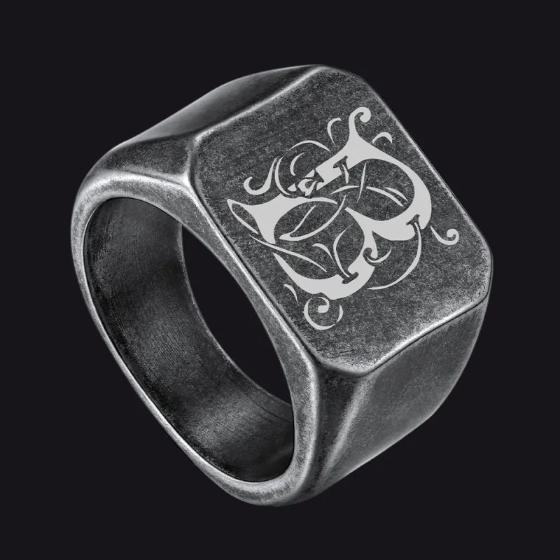 Customized Stainless Steel Signet Signet Ring Gifts for Dad Son Men sold by FaithHeart