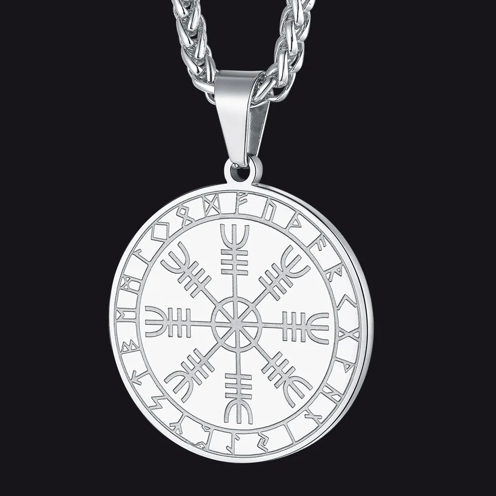 Viking Norse Runes Compass Necklace Amulet Pendant for Men sold by FaithHeart