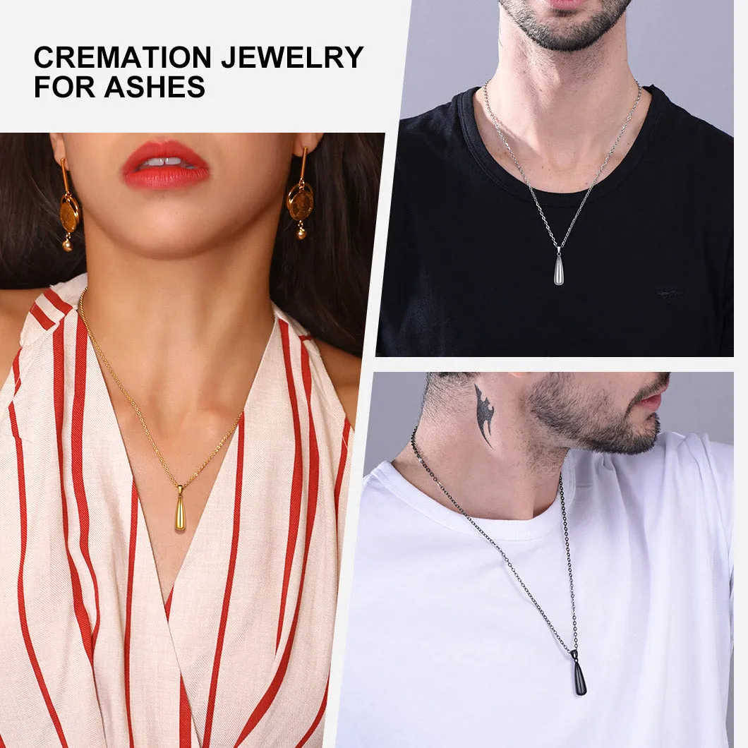 Engraved Cremation Tear Drop Urn Necklace for Ashes for Men Women sold by FaithHeart product image thumbnail 2