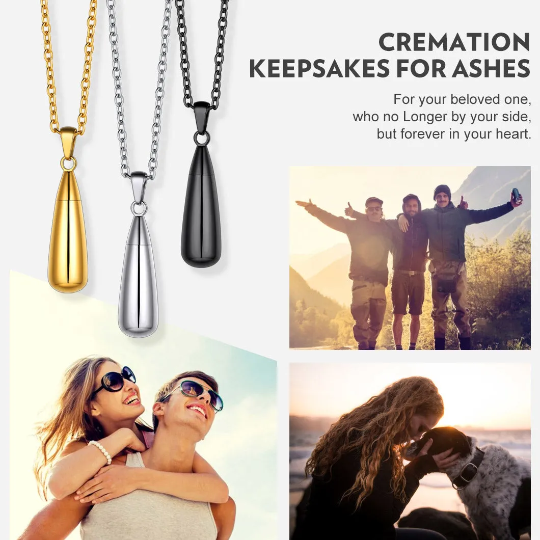 Engraved Cremation Tear Drop Urn Necklace for Ashes for Men Women sold by FaithHeart product image thumbnail 3