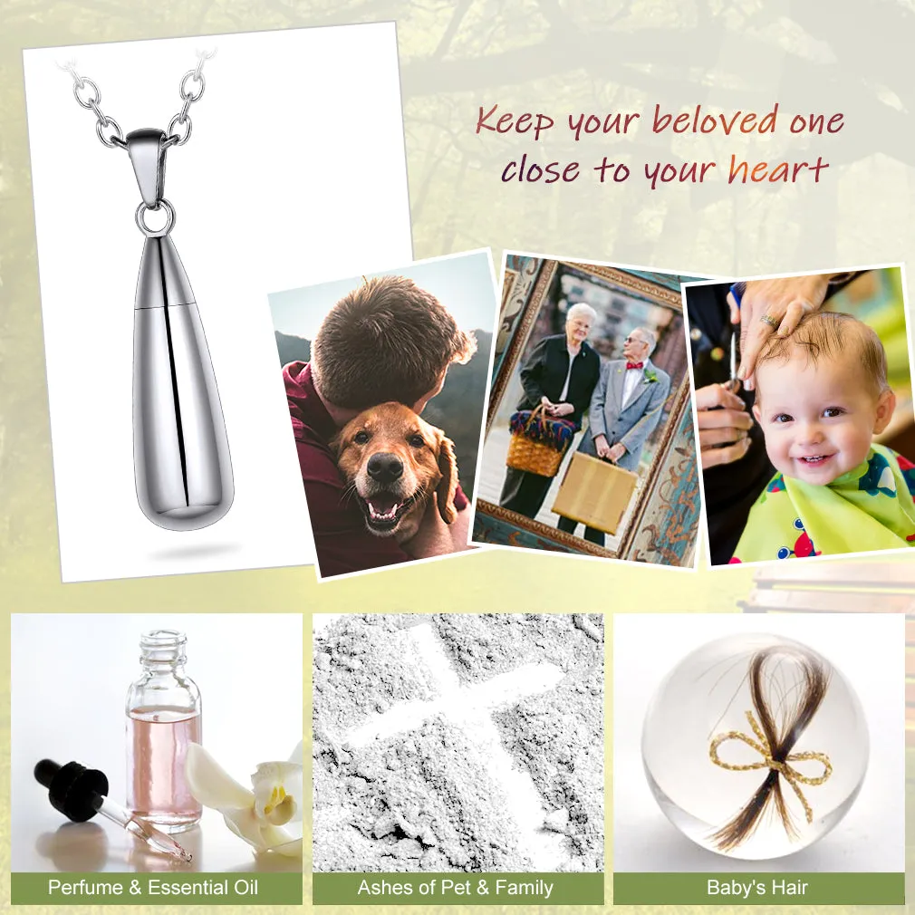 Engraved Cremation Tear Drop Urn Necklace for Ashes for Men Women sold by FaithHeart product image thumbnail 4
