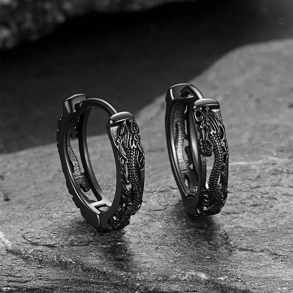 Gothic Punk Dragon Hollow Hoop Huggie Earrings for Men sold by FaithHeart product image thumbnail 4