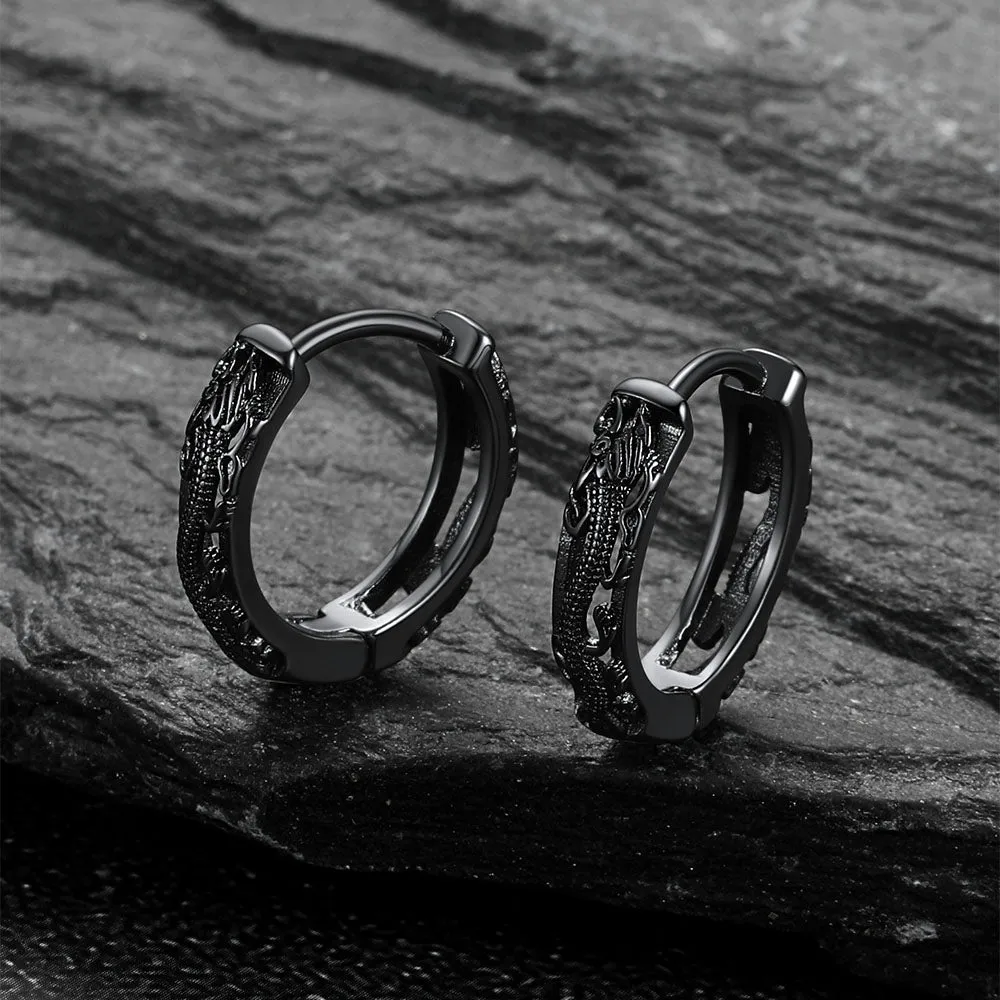 Gothic Punk Dragon Hollow Hoop Huggie Earrings for Men sold by FaithHeart product image thumbnail 5