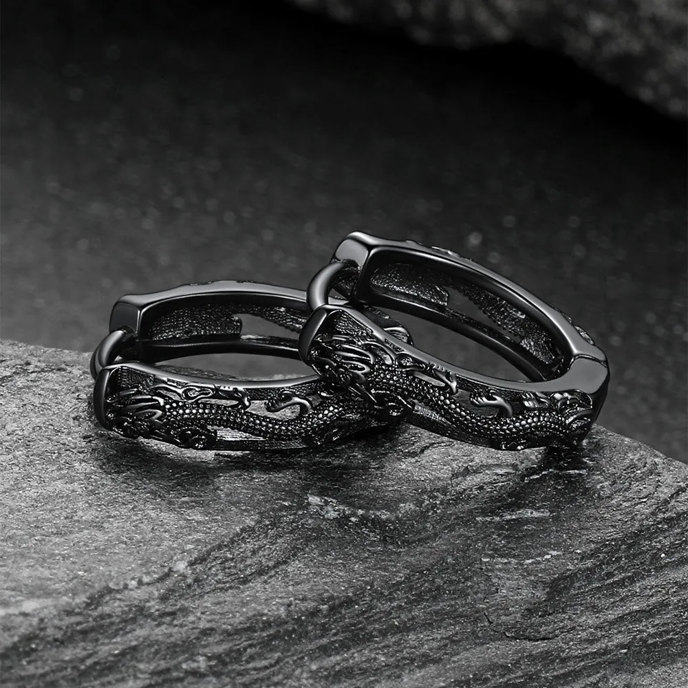 Gothic Punk Dragon Hollow Hoop Huggie Earrings for Men sold by FaithHeart product image thumbnail 3