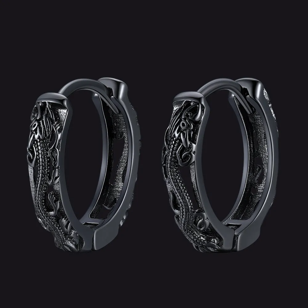 Gothic Punk Dragon Hollow Hoop Huggie Earrings for Men sold by FaithHeart