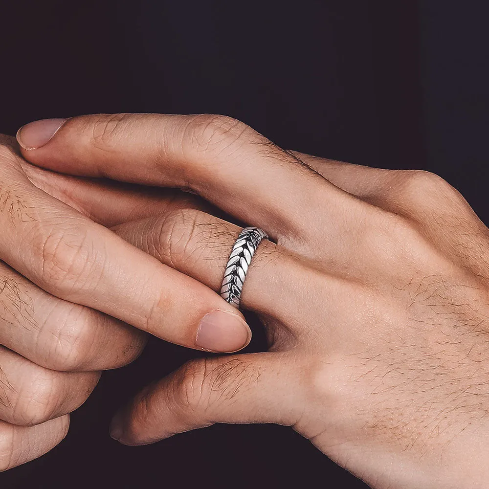 Sterling Silver Chunky Wheat Chain Band Rings 5MM Wide for Men Women sold by FaithHeart product image thumbnail 3