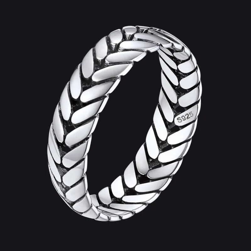 Sterling Silver Chunky Wheat Chain Band Rings 5MM Wide for Men Women sold by FaithHeart