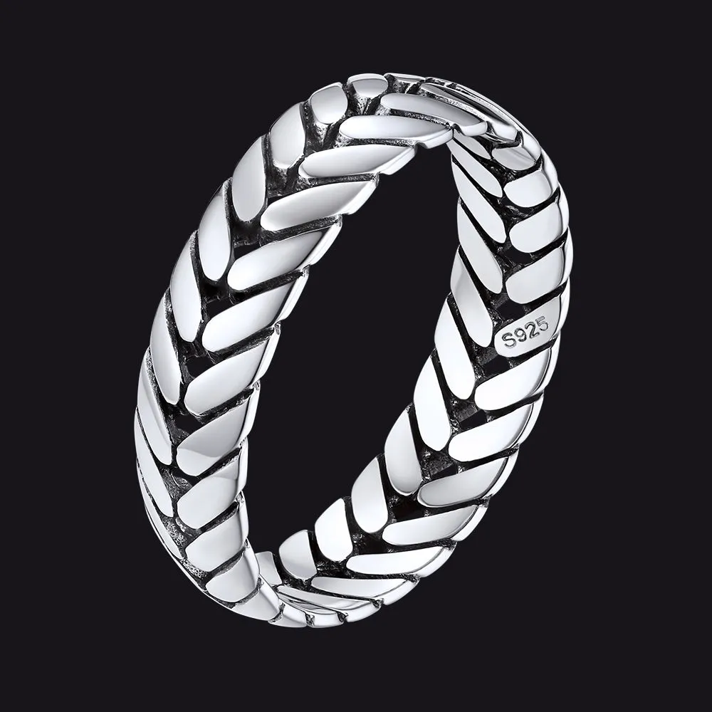 Sterling Silver Chunky Wheat Chain Band Rings 5MM Wide for Men Women sold by FaithHeart