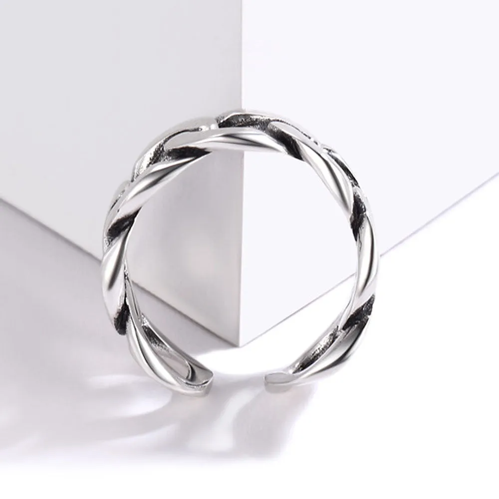 925 Sterling Silver Cuban Chain Open Adjustable Ring for Men Women sold by FaithHeart product image thumbnail 5