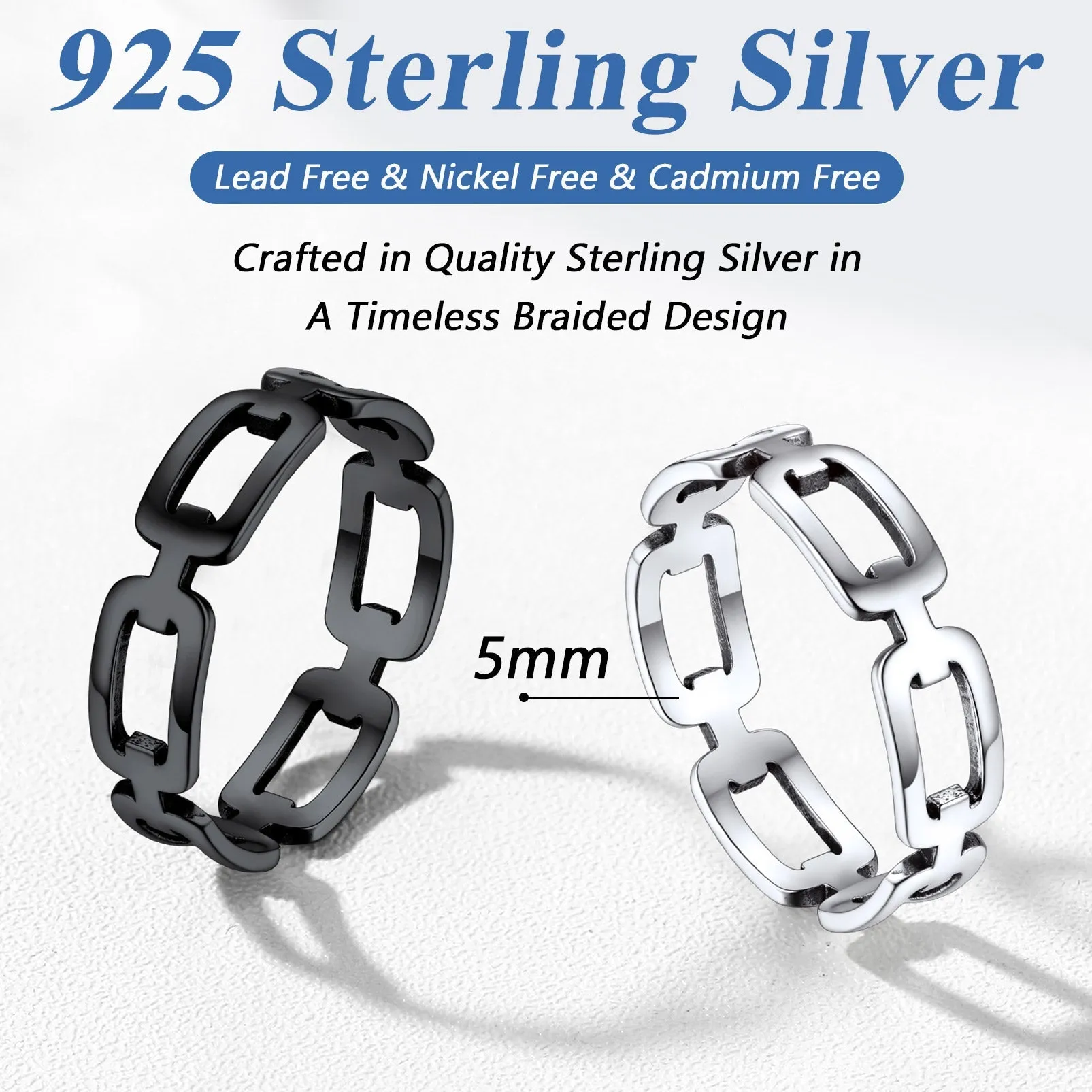 925 Sterling Silver Chain Link Rings for Women Men sold by FaithHeart product image thumbnail 4