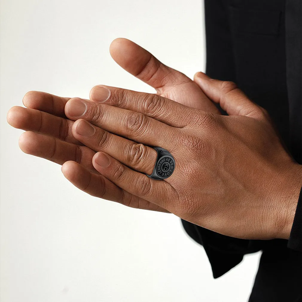 Gothic Engraving Initial Signet Ring for Men sold by FaithHeart product image thumbnail 2