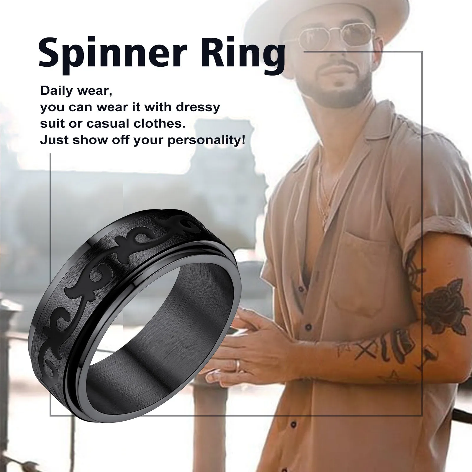 Celtic Knot Finger Spinner Band Ring for Men sold by FaithHeart product image thumbnail 4