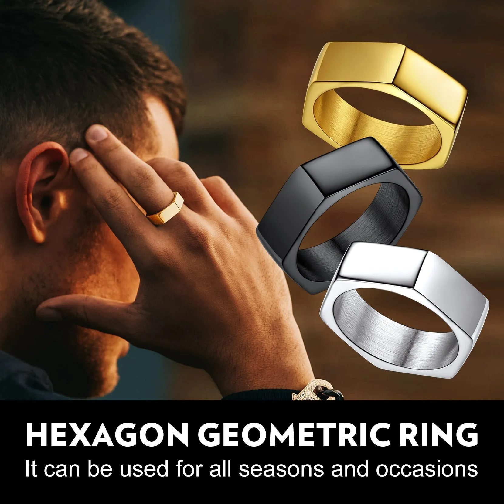 Custom 7mm Minimalist Geometric Band Ring for Men Women sold by FaithHeart product image thumbnail 4