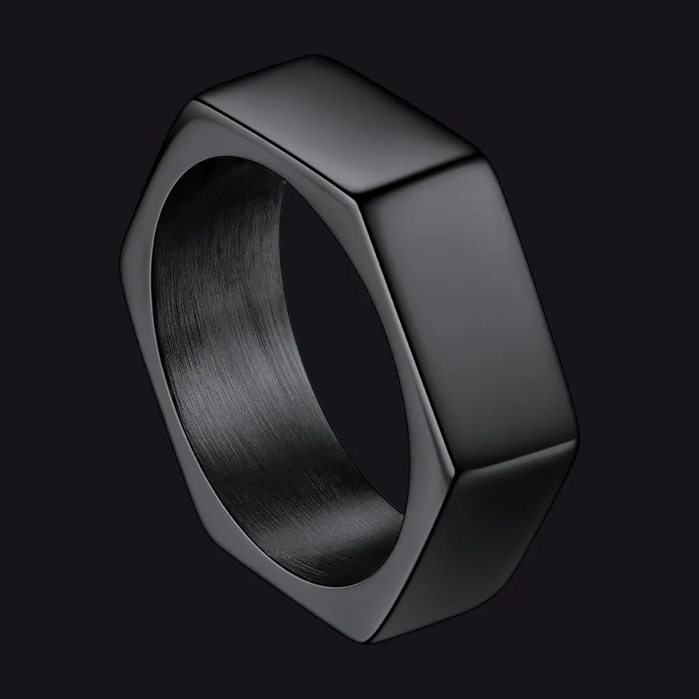 Custom 7mm Minimalist Geometric Band Ring for Men Women sold by FaithHeart