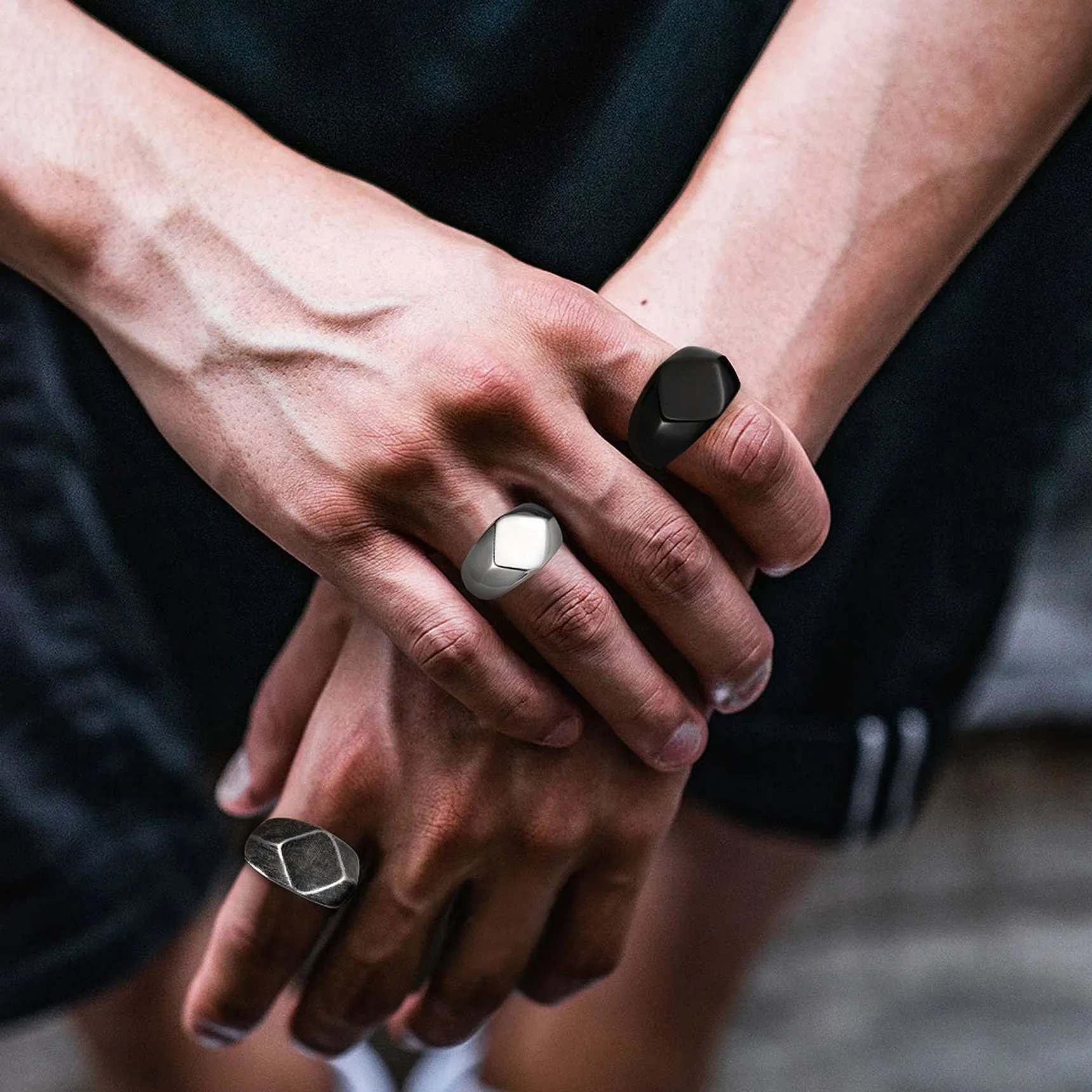 Custom Text Chunky Thick Heavy Signet Ring Gift for Dad Men sold by FaithHeart product image thumbnail 5
